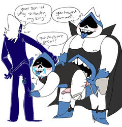 anthro deltarune father_and_son furry incest king_spade lancer_(deltarune) male_only rouxls_kaard spitroast