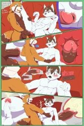 4_panel_comic absurd_res aceto_the_hoodie_wolf acetofurtuber ailurid anal anal_orgasm anal_sex anthro balls_expansion bodily_fluids bulge candy canid canine cum cum_in_ass cum_inflated_belly cum_inside cum_while_penetrated cumshot dessert dizzy double_cumshot duo ejaculation expansion food furniture genital_expansion genital_fluids genitals gummy_(food) hands-free hi_res inflation inflation internal internal_anal leaking_precum male male/male mammal multi_cumshot muscular muscular_male naloon_red_panda orgasm penetration penile penile_penetration penis penis_expansion precum red_panda simple_background simple_coloring slipknot small_on_top sofa spasm stomach_bulge swallowing teasing thrilling urges