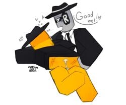 2boys after_sex artist_name bent_over blocky_body blush chance_(forsaken) cream_soda_ dream_game facewear fedora forsaken_(roblox) gay glasses gray_body grey_skin hat headphones headwear heart mafioso_(dream_game) mafioso_(forsaken) male open_mouth praise praising roblox roblox_game robloxian spank_marks text text_bubble white_background yellow_body yellow_skin