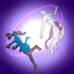1:1 2025 absurd_res anthro ass athletic circumcised cosmic_background dreadlocks duo eye_contact femboy floating game_freak generation_1_pokemon generation_4_pokemon genitals hi_res legendary_pokemon looking_at_another lucario male male/male mewtwo nintendo nipples nude penis planetxylox pokemon pokemon_(species) spikes star tail telekinesis wide_hips