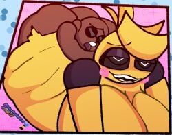 backshots bent_over big_breasts breasts female five_nights_at_freddy's five_nights_at_freddy's_2 inkyproductions male moaning penetration_from_behind toy_chica_(fnaf)