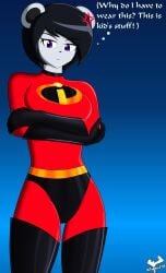 anthro big_breasts elastigirl_(cosplay) english_text female female_protagonist fred715 freedom_planet freedom_planet_2 neera_li panda the_incredibles thick_thighs thought_bubble video_games