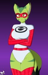 anthro big_breasts breasts corazon_tea elastigirl_(cosplay) feline female fred715 freedom_planet freedom_planet_2 looking_at_viewer the_incredibles thick_thighs video_games wildcat