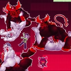2boys artist_request block_tales canine_penis cum cum_in_ass dark_fur dark_skin doodles fe7r8iode forsaken_(roblox) furry gay_sex glowing_horns griefer_(block_tales) guest_666_(forsaken) male_only on_back red_eyes requested roblox scars sharp_claws silly size_difference slightly_chubby smug_face tail thrusting thrusting_into_ass tired_eyes white_hair white_skin