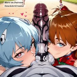 2girls ai_generated alien alien/human alien_genitalia alien_humanoid asuka_langley_sohryu blowjob blowjob_focus blowjob_only blowjob_pov blue_eyes blue_hair brown_hair brown_hair_female heart heart-shaped_pupils heart_symbol licking licking_penis mass_production_eva monster monster_cock monster_on_female neon_genesis_evangelion oral oral_sex penis penis_awe penis_on_face penis_out pov red_eyes rei_ayanami sex sucking sucking_balls sucking_penis sucking_testicles veiny_penis