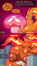 9:16 absurd_res al_gx anthro ass belly big_breasts big_butt bracelet breasts casual_nudity charizard city closed_eyes clothing comic digital_media_(artwork) dragon dynamax english_text female fire flaming_hair freckled_butt freckled_face freckles fungus generation_1_pokemon generation_8_pokemon gigantamax_charizard gigantamax_pokemon glistening glistening_body growling growth hair hi_res hoodie huge_breasts huge_butt huge_thighs hyper hyper_breasts jewelry larger_female lizard macro mature_female max_mushroom mushroom mythological_creature mythological_scalie mythology nintendo nipples opal_(al_gx) orange_body overweight overweight_anthro overweight_female pokemon pokemon_(species) ponytail pseudo_hair reptile scalie size_difference slightly_chubby slightly_chubby_female solo tail text thick_thighs topwear transformation wide_hips wings