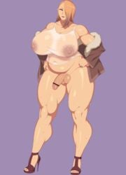 1futa big_breasts censored color dickgirl futa_only futanari hidarikiki high_heels huge_ass huge_breasts intersex muscular_female muscular_futanari penis solo tagme thick_penis thick_thighs