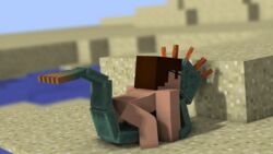 1boy 1girls 3d animated beach female guardian guardian_(minecraft) human iamcringe ian_cringe_(iamcringe) mine-imator minecraft monster monster_girl sex tagme