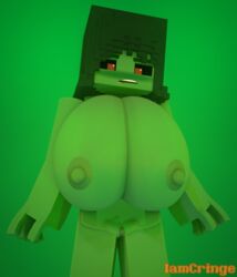 1girls 3d big_breasts breast_expansion female green_hair green_skin gwen_(iamcringe) iamcringe mine-imator minecraft monster monster_girl nude red_eyes tagme zombie zombie_girl_(minecraft)