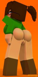 1girls 3d big_butt bottomless brown_eyes brown_hair female glasses half-dressed iamcringe irene_cream_(iamcringe) mine-imator minecraft no_panties no_pants oc shirt shoes shoes_without_bottomwear tagme wet_pussy