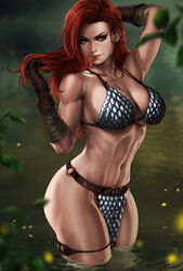 1girls 1monster abs armor athletic_female big_breasts bikini_armor breasts chainmail_bikini cleavage dandon_fuga female female_human female_only fit_female full_lips hourglass_figure human interspecies large_breasts light-skinned_female loincloth mature_female muscles muscular muscular_female navel nipples red_sonja red_sonja_(comics) slim_waist solo tentacle_sex tentacles variant variant_set wide_hips