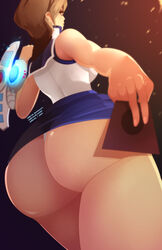 1girls 5_fingers alexis_rhodes ass ass_focus barely_visible_panties brown_eyes brown_hair bubble_butt card clothed color female glowing hi_res highres huge_ass looking_at_viewer looking_back medium_hair microskirt milkriot miniskirt panties pixiv round_ass school_uniform skin_tight sleeveless_shirt solo tenjouin_asuka thick_ass thick_thighs thong underwear upskirt very_high_resolution wide_hips yu-gi-oh! yu-gi-oh!_gx