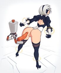 anus ass blindfold bondage female innie_pussy nier nier:_automata pod_(nier) pussy restrained suoiresnu yorha_2b