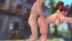 1boy 1girls 3d animated arms_out big_ass big_breasts blurry_background brigitte brigitte_lindholm brown_hair building buildings chimney dialogue doggy_style door doors eichenwalde_(map) female from_behind_position male naked naked_female naked_male original_voice overwatch penis play_of_the_game ponytail rough_sex shiny_skin shorter_than_30_seconds shorter_than_one_minute sound source_filmmaker tagme text thiccsson tree unseen_male_face video window windows