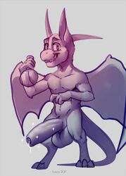 anthro balls balls_to_knees big_penis claws cute dragon_wings flask foreskin full_body gargoyle grey_background half-erect horns huge_cock humanoid_penis kobold korichi looking_at_viewer male male_only monochrome nude penis potion precum precum_drip semi-erect simple_background small_but_hung smile solo standing tail thick_foreskin thick_tail toe_claws uncircumcised uncut unretracted_foreskin wings