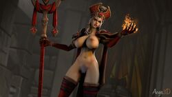 aegis3d big_breasts female female_only heroes_of_the_storm human nude pubic_hair pussy sally_whitemane solo standing world_of_warcraft