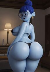 3d agatha_gillman ai_generated animated big_ass big_breasts blue_skin dreamworks glasses hair_bun kraken large_butt looking_back_at_viewer ruby_gillman,_teenage_kraken shaking_butt shorter_than_10_seconds tagme turned_around twerking video