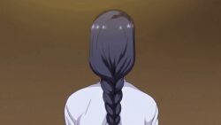 2020 20s aiue_oka animated ass ass_shake big_ass black_hair braid bunnywalker close-up denim female from_behind jeans long_hair long_sleeves mature_female miyajima_tsubaki pants saimin_seishidou screencap single_braid standing t-rex_(animation_studio) washing