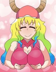 big_breasts boob_window breast_press breasts breasts_bigger_than_head breasts_out dragon_maid lucoa miss_kobayashi's_dragon_maid