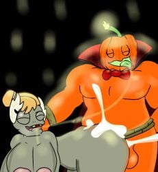 alternate_version_available belt big_ass big_breasts clothed_male_nude_female cum_in_pussy cum_inside edit flora_fauna jack_o'_lantern_(pvz) plant_humanoid plants_vs_zombies pumpkin sex_from_behind spirit zesszoss2 zombie