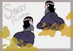 1girls big_ass big_ass_(female) big_butt black_hair brap brown_fart_cloud brown_gas_cloud fart fart_cloud fart_fetish farting fully_clothed gassy gassy_female green_fart_cloud green_gas_cloud jeans long_black_hair scott_pilgrim scott_pilgrim_takes_off solo solo_female stacey_pilgrim straining thighs