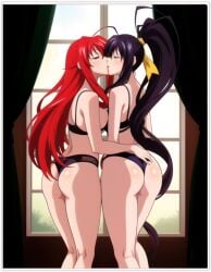 2girls ai_generated akeno_himejima flirting girl_on_girl high_school_dxd kissing lesbian_couple lesbian_kiss lesbian_sex lingerie lovers rias_gremory yuri yuri yuri