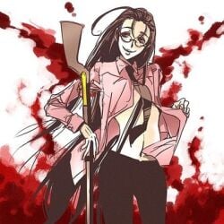 antenna_hair german_female glasses hellsing long_hair open_shirt rip_van_winkle