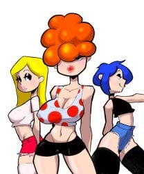 3girls bare_arms bare_legs bare_shoulders bare_thighs big_breasts blonde_hair blue_hair clothed clothing color ed_edd_n_eddy female female_focus female_only hi_res kanker_sisters large_breasts lee_kanker light-skinned_female light_skin marie_kanker may_kanker orange_hair short_hair sisters solo_female tagme thick_thighs whermit