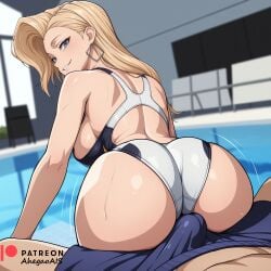 ahegao_ai ai_generated ass ass_focus ass_on_crotch assjob assjob_paizuri bulge commission commission_art dagger_(marvel) dagger_(marvel_rivals) marvel marvel_comics marvel_rivals patreon patreon_logo patreon_reward patreon_username swim_trunks swimming_pool swimsuit swimwear