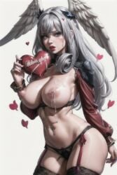 1girls ai ai_generated black_panties blue_eyes breasts cum cum_on_breasts female female_focus female_only heart heart heart_chocolate heart_symbol high_entia holidays long_hair melia_antiqua monolith_soft navel nintendo nipples panties quinzo11 red_lips red_lipstick self_upload silver_hair standing standing_female stockings thighhighs valentine's_day white_background wings wings_on_head xenoblade_(series) xenoblade_chronicles xenoblade_chronicles:_future_connected xenoblade_chronicles_(series) xenoblade_chronicles_3