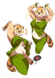 big_breasts breasts feline female furry huge_breasts mx99926 slightly_chubby thick_thighs tiger tiger_girl wide_hips