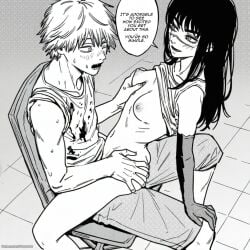 ai_generated ass black_hair chainsaw_man denji_(chainsaw_man) long_hair nipples scar scars scars_on_face sex short_hair small_breasts vaamosai yoru_(chainsaw_man)