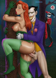 1boy 2girls areola batman:_the_animated_series batman_(series) being_watched big_areola big_breasts big_nipples broken_heart cheating cheating_boyfriend cuckquean dc dc_comics dcau excessive_pussy_juice female from_behind fucked_silly harley_quinn harley_quinn_(classic) licking male netorare nihaotomita nipple_bulge nipples ntr perky_breasts poison_ivy poison_ivy_(dcau) pussy_juice rolling_eyes sad saliva sideboob skintight the_joker torn_clothes ugly_man voyeurism watching