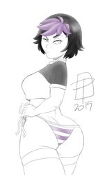 1girls 2019 5_fingers annoyed ass big_ass big_hero_6 bikini bikini_bottom black_hair breasts callmepo clothed clothed_female clothes clothing crop_top dark_hair dated disney eyebrows_visible_through_hair female female_only gogo_tomago hair huge_ass human human_only large_breasts marvel marvel_comics open_eyes panties partially_colored purple_hair short_hair signature solo standing thick_thighs thighhighs two_tone_hair tying uncensored underwear wide_hips