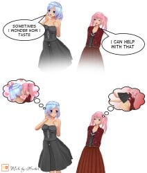 2girls blue_hair female female_only henbor meme pink_hair vore yuri