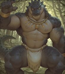 alligator furry gay green_scales loincloth male scalie solo_male woolfie95