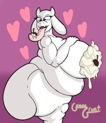 1girls 2d anthro bbw big_ass big_belly big_breasts black_eyes cherry eating female female_focus female_only food food_play furry furry_female goat goat_girl goat_horns guavagrunt heart huge_ass huge_belly huge_breasts looking_down mature mature_female milf monster monster_girl nude nude_female overweight overweight_female simple_background standing thick_thighs thighs tongue tongue_out toriel undertale whipped_cream whipped_cream_on_breasts white_body