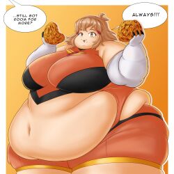 belly belly_button exposed_belly exposed_belly_button exposed_fat_belly fat fat_female fat_girl fat_woman female female_focus female_only light-skinned_female light_skin obese obese_female overweight_female senki_zesshou_symphogear short_hair solo solo_female solo_focus ssbbw standing steam sweat tachibana_hibiki_(symphogear) weight_gain weight_gain_female