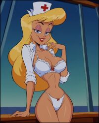 ai_generated animaniacs blonde_hair bra cleavage hello_nurse looking_at_viewer nurse_uniform panties warner_bros warner_brothers