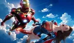 1boy1girl ai_generated big clouds crossover flying fucking iron_man missionary_position parody parody_porn penis pussy pussy_lips sky supergirl superhero superwoman tight_clothing vaginal_sex