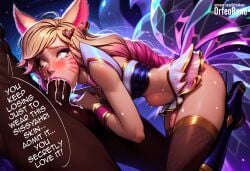 ahri ai_generated big_penis blowjob caption feminization feminized_male futanari league_of_legends orfeoreno sissification sissy sissyfication sissygasm