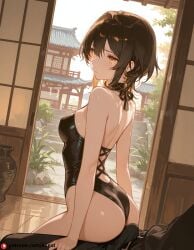 ai_generated beautfiul_background buttjob crying east_asian_architecture flickering_streetlights honjou_nia medium_breasts sparse_vegetation stunning_backgroud