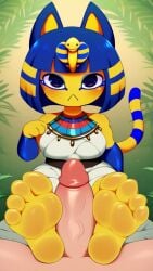 ai_generated animal_crossing ankha ankha_(animal_crossing) feet foot_fetish foot_play footjob nintendo pawjob paws pov uncensored