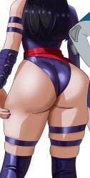 ass ass_focus belt big_ass black_hair bracelet legwear leotard long_hair marvel marvel_rivals psylocke purple_clothing purple_nails sadxkingart thick_thighs thighhighs