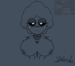 blush blush_lines blushing breasts jachebery large_breasts nipples oc robot_girl simple_drawing stare yolandoo