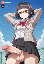 1futa ai_generated black_hair breasts brown_eyes cock colored dick futa_only futanari futanari futanari/female light_skin light_skinned_futanari nickythecreator penis roshidere sayaka_taniyama sexy sexy_body sexy_pose taniyama_sayaka testicles veiny_penis