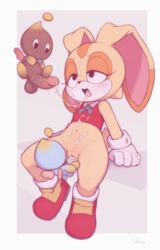 2boys anthro balls big_penis blue_skin brown_skin bunny_ears chao_(sonic) cheese_the_chao chocola_the_chao clothing cream_fur cream_the_rabbit cub cum cum_in_mouth cum_in_pussy cum_inside cum_on_face cum_string female floating gloves interspecies kekitopu lagomorph long_ears male mammal multiple_boys oral penetration penis pussy rabbit sega sex shoes sonic_(series) straight vaginal_penetration video_games young