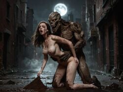 1boy 1girls ai_generated female_human female_human/male_feral female_human/male_monster feral_on_female feral_on_human full_moon interspecies interspecies_sex male_feral male_feral/female_human male_monster monster monster_on_female monster_on_human monster_penetrating noone3d petite slim slim_waist