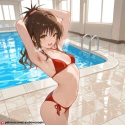 :d ai_generated armpits ass_up_head_down beautfiul_background hairy_armpits jacko_pose small_breasts steaming_body stunning_backgroud swimming_pool yuuki_mikan