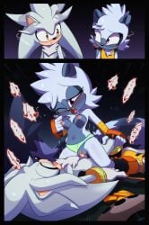 blue_body breasts desperation euf-dreamer eyes_closed eyes_half_open hand_on_leg moan moaning moaning_in_pleasure panties passionate_sex penetration penis pussy sega sex silvangle silver_hair silver_the_hedgehog sonic_(series) tail tangle_the_lemur